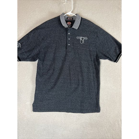 VTG Harley Davidson Polo Shirt Mens Large Gray S/S Biker Casual Made in USA - Picture 1 of 10